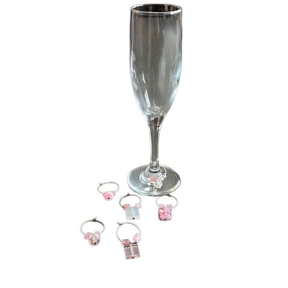 Handmade wine charms with glass pendants - Picture 1 of 3